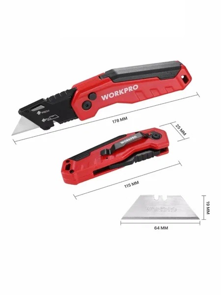 Нож складной быстросменный WP211026 WORKPRO в Автопром Нож складной быстросменный WP211026 WORKPRO