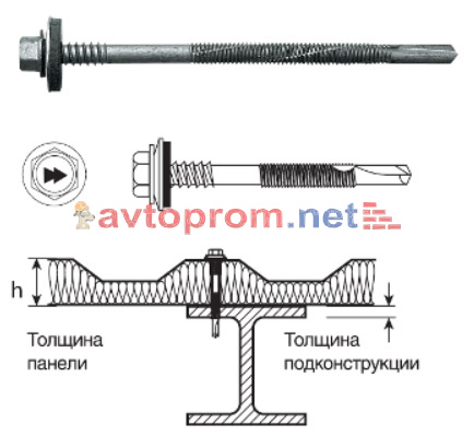 Саморез 5,5х6.3Х160 HARPOON (111000155160) HSP-R-S19