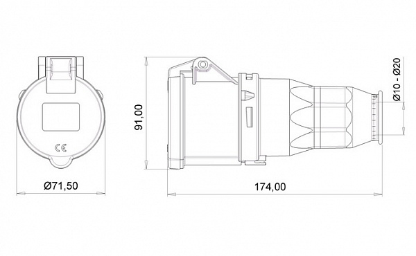 Розетка кабельная CEE Norm Bemis 4/32А 380В (40-077)