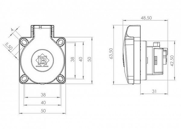 Розетка на механизм 1/16А 220В Bemis (10-011) SCHUKO